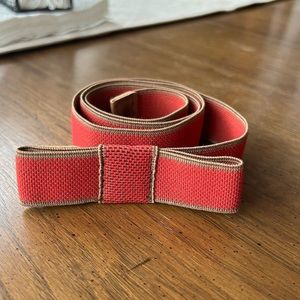 Anthropologie red and camel brown elastic bow belt